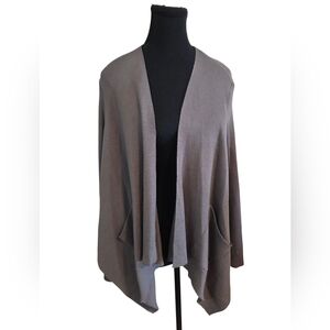 St John wool/cotton draped open front ribbed cardigan